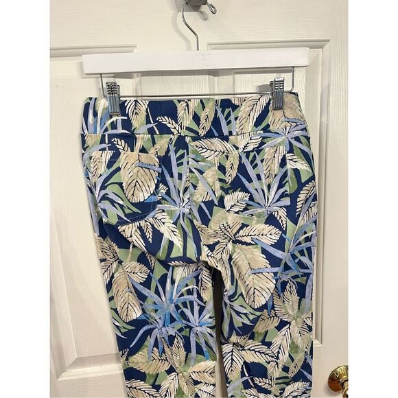 J. McLaughlin Blue & Tan Fern Pull On Pants sz 4 EUC - Picture 4 of 8
